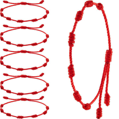 Mythstone 4Pcs Evil Eye Seven Knot Red String Protection Bracelet