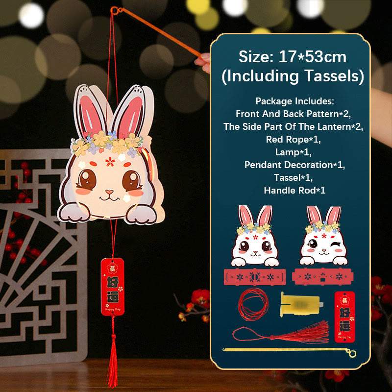 Mythstone DIY Good Luck Cute Rabbit Paper Lantern Lamp Mid-Autumn Festival Lantern Decoration