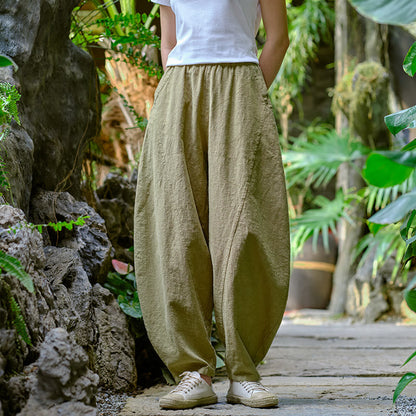 Pantalones de yoga holgados tipo harén con bolsillos y color liso de Mythstone 