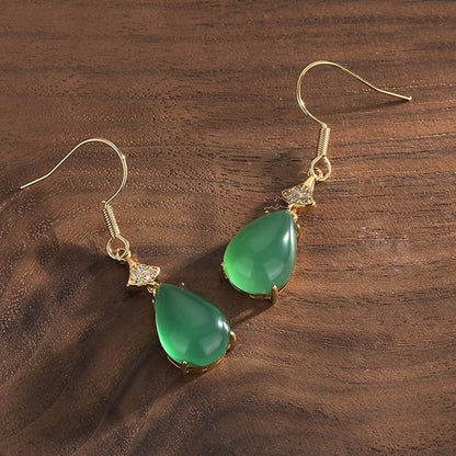 Mythstone Cyan Jade Luck Drop Earrings