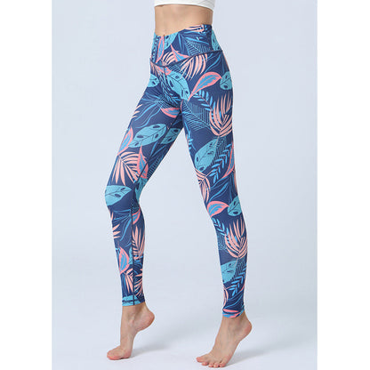 Pantalones con estampado de hojas de Mythstone, mallas deportivas de cintura alta para yoga y fitness, pantalones de yoga para mujer 