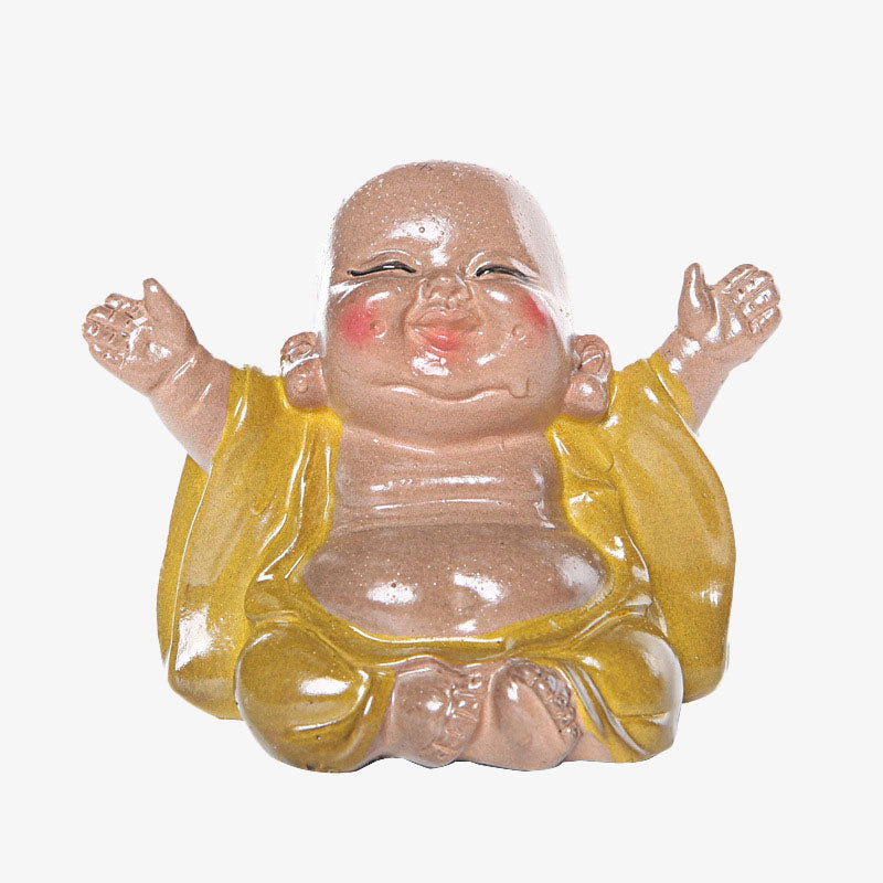 Mythstone Color Changing Laughing Buddha Resin Tea Pet Wealth Home Figurine Decoration