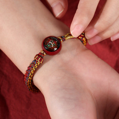 Mythstone Colorful Rope Cinnabar Thangka Blessing Braided Bracelet