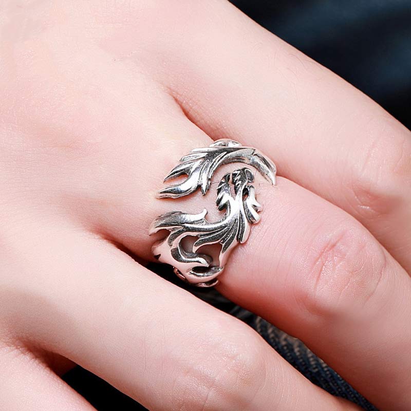 Mythstone Dragon Pattern Protection Strength Adjustable Ring