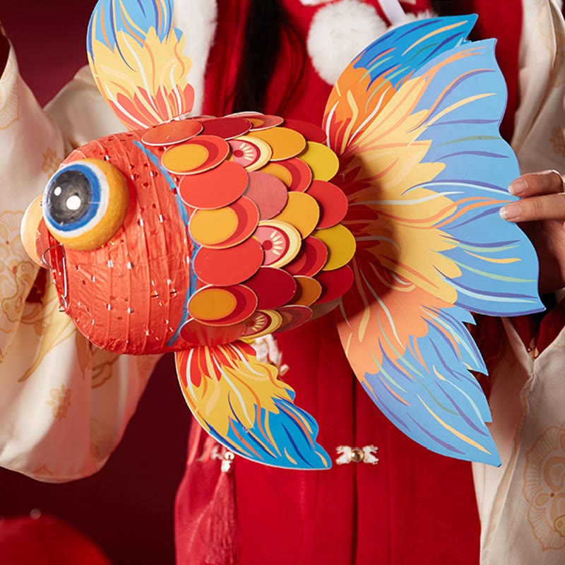 Mythstone DIY Good Luck Koi Fish Paper Lantern Lamp Mid-Autumn Festival Child Kids Lantern Decoration