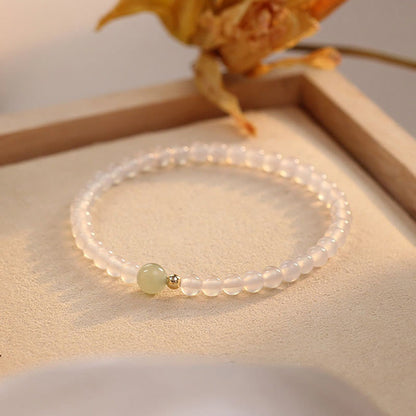 Mythstone Natural White Agate Jade Luck Protection Bracelet