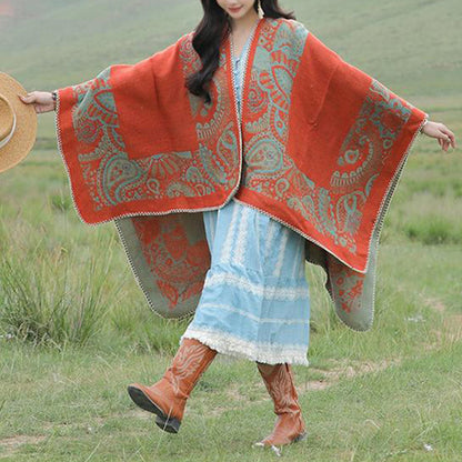 Mythstone Tibetan Shawl Simple Pattern Winter Cozy Travel Scarf Wrap