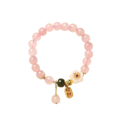 Pulsera de amor cálido con flor de jade de cristal rosa natural Mythstone 