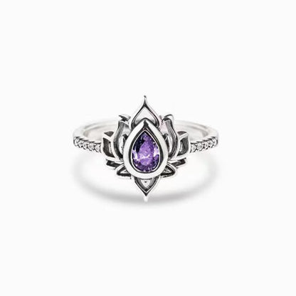 Mythstone Sterling Silver Lotus Zircon Blessing Protection Ring