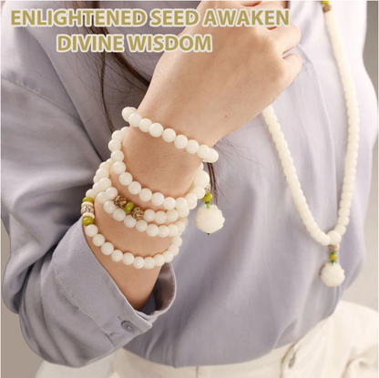 Mythstone White Jade Bodhi Lotus Mala Harmony Necklace Bracelet