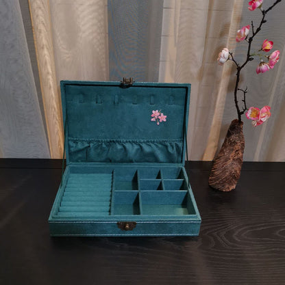 Mythstone Flowers Dragonfly Jewelry Box Organizer Single Layer Jewelry Storage Box Flannel Box