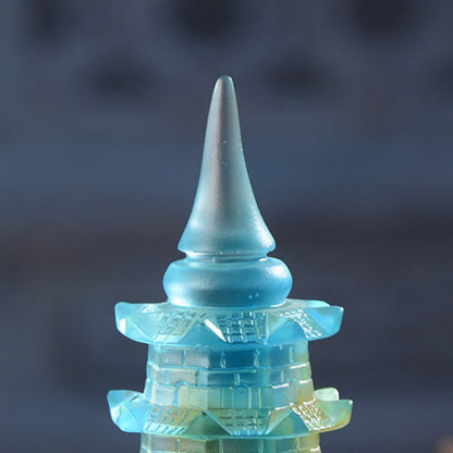 Mythstone Feng Shui Wenchang Tower Handmade Liuli Crystal Pagoda Art Piece Luck Home Office Decoration