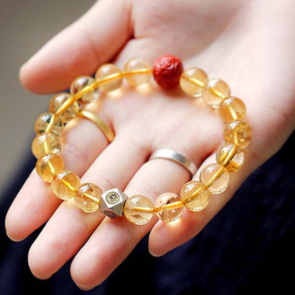 Mythstone Chinese Zodiac Natal Buddha Citrine Cinnabar Blessing Bracelet