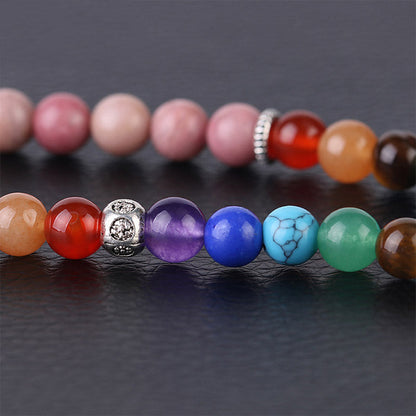 Mythstone 108 Mala Beads Rhodonite Blue Crystal Lazulite Healing Bracelet