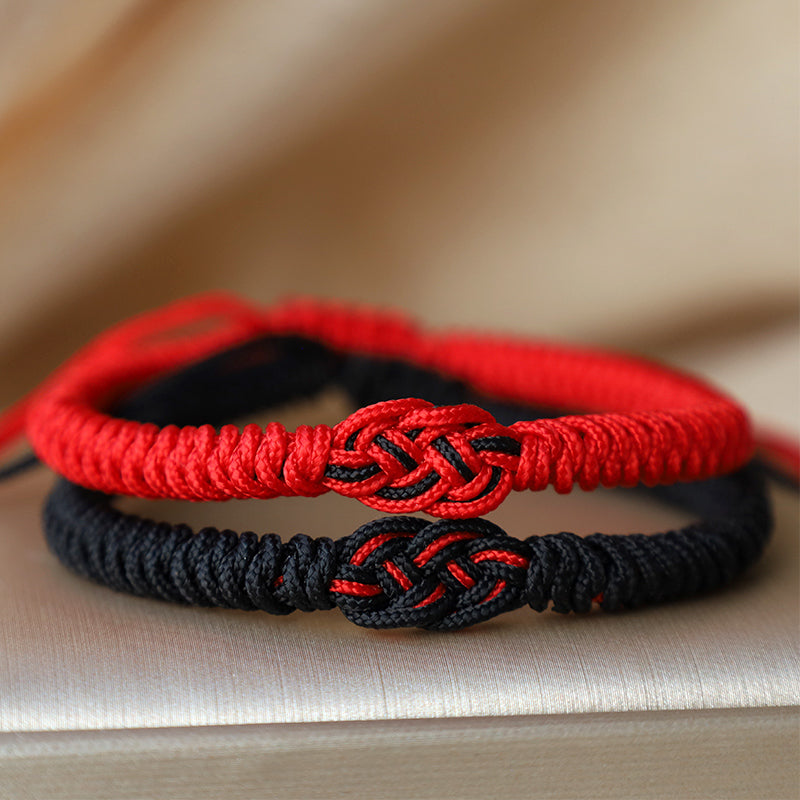 Mythstone 2Pcs Tibetan Luck Chinese Knot Protection String Bracelet