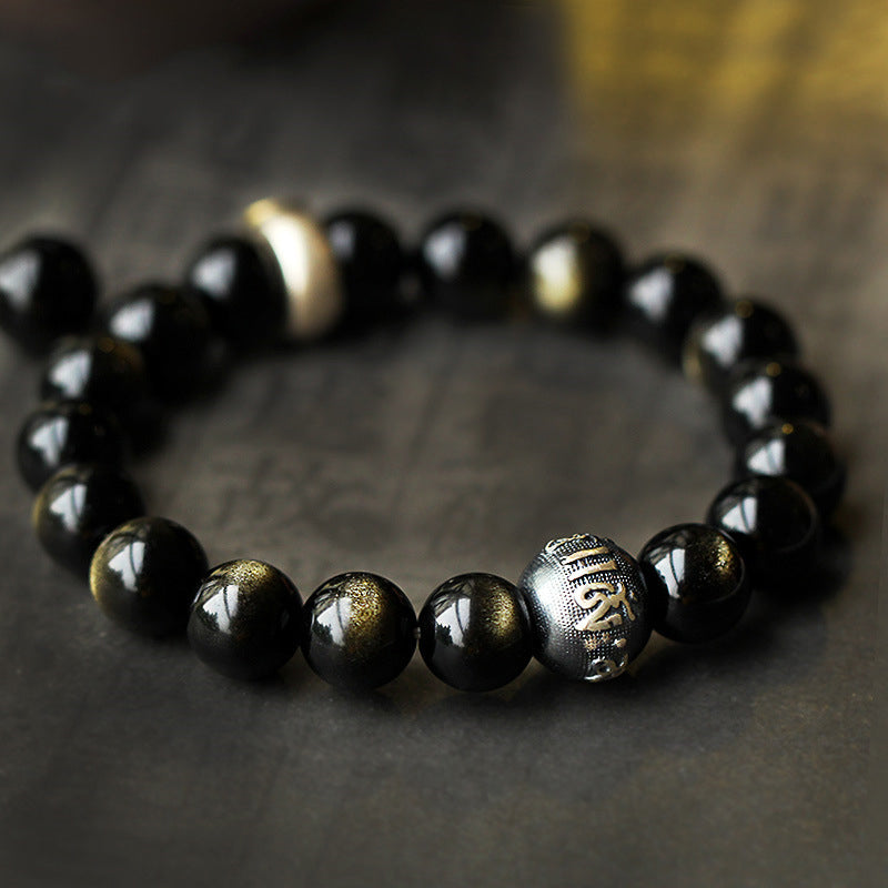 Mythstone Chinese Zodiac Natal Buddha Obsidian Purification Bracelet