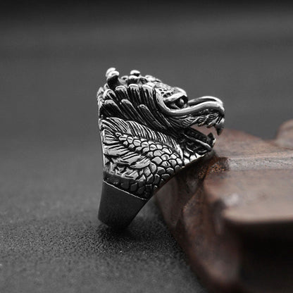 Anillo de acero y titanio Mythstone Dragon Balance