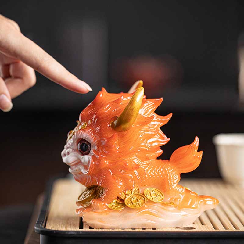 Mythstone Color Changing Small Kirin Resin Tea Pet Home Figurine Decoration