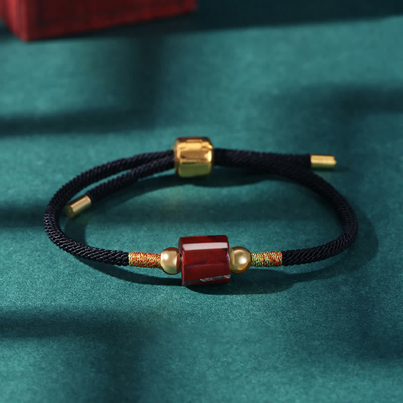 Pulsera trenzada de cuerda con piedra roja, malaquita y aventurina verde hecha a mano del Tíbet para proteger la suerte 