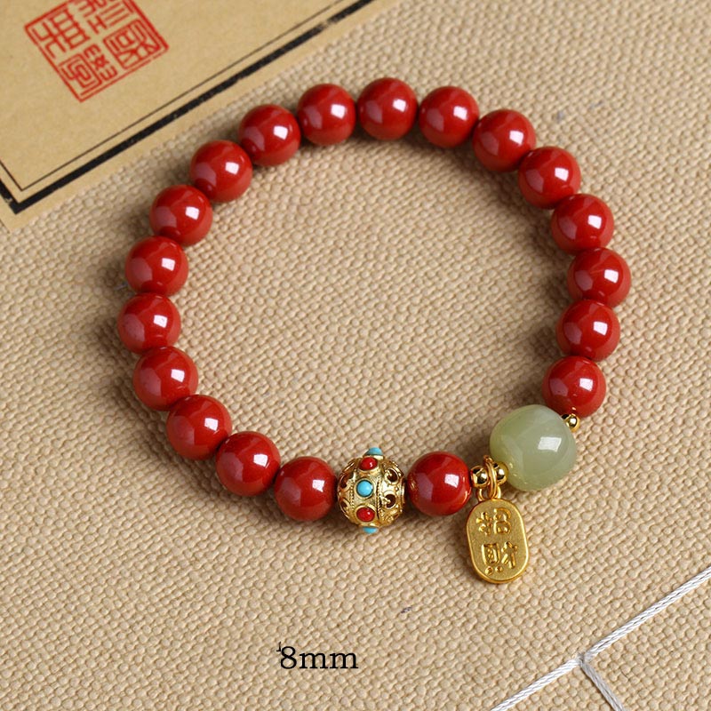 Mythstone Cinnabar Green Aventurine Fortune Protection Charm Bracelet