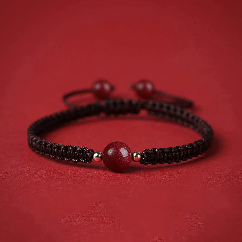 Mythstone Lucky Cinnabar Bead Blessing Red String Bracelet