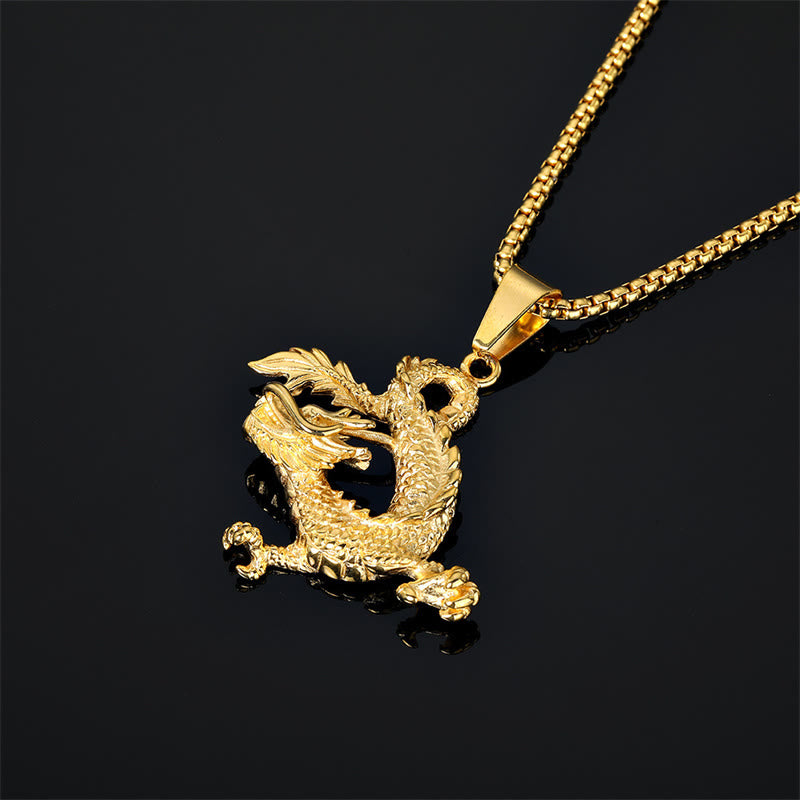 Mythstone Dancing Dragon Pattern Luck Necklace Pendant