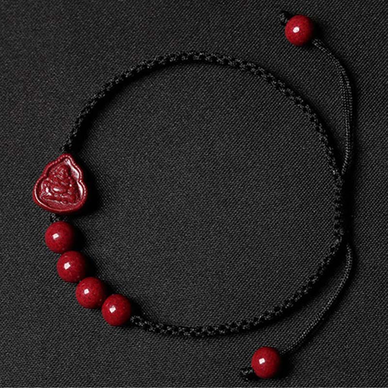 Mythstone Laughing Buddha Avalokitesvara Cinnabar Blessing String Bracelet