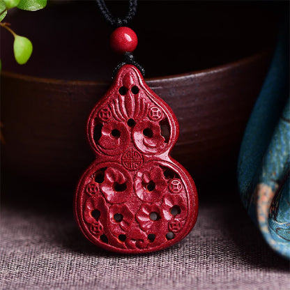 Mythstone Laughing Buddha Yin Yang Chinese Zodiac Gourd Natural Cinnabar Blessing Necklace Pendant