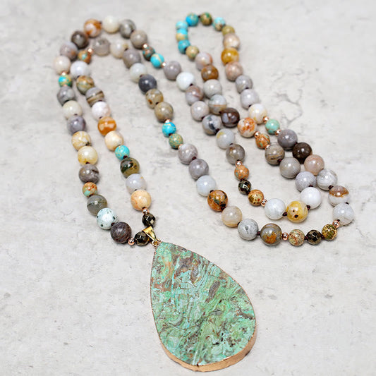 Mythstone Natural Ocean Picasso Jasper Beaded Healing Neckace