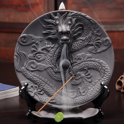 Dragon Ceramic Backflow Smoke Fountain Meditation Incense Burner