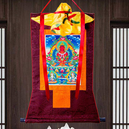 Mythstone Tibetan Longevity Buddha Framed Thangka Blessing Decoration