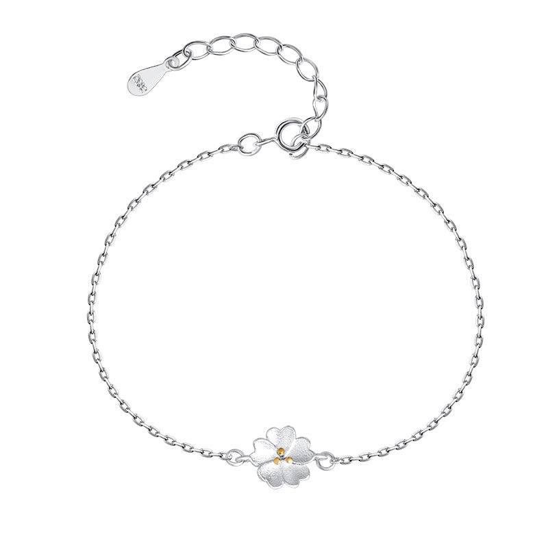 Mythstone 925 Sterling Silver Cherry Blossom Blessing Chain Bracelet