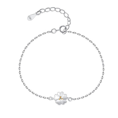 Mythstone 925 Sterling Silver Cherry Blossom Blessing Chain Bracelet