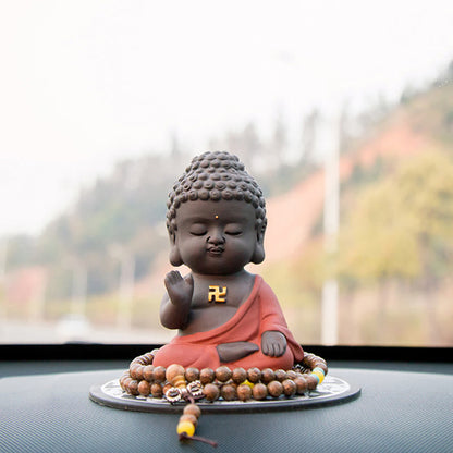 Mythstone Small Buddha Serenity Purple Clay Home Desk Decoration