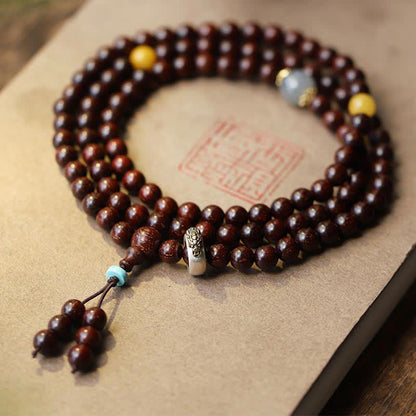 MythStone 925 Sterling Silver Indian Small Leaf Red Sandalwood Hetian Gray Jade Amber Gold Star Bracelet