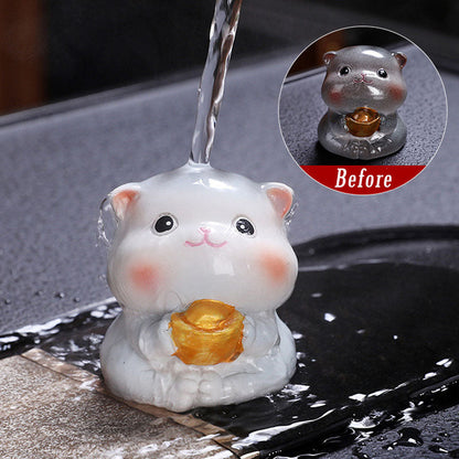 Mythstone Color Changing Cute Mini Cat Resin Tea Pet Wealth Home Figurine Decoration