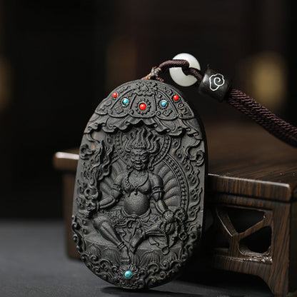 Mythstone Chinese Zodiac Natal Buddha Agarwood Om Mani Padme Hum Lotus Peace Necklace Pendant