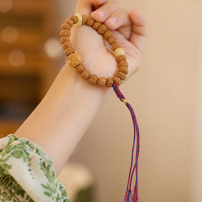 Pulsera de amuleto de la suerte y la riqueza con semillas de Bodhi de Rudraksha del Tíbet Mythstone