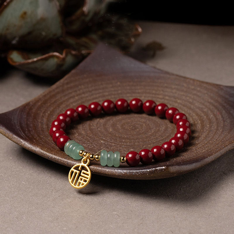 Mythstone Cinnabar Green Aventurine Luck Blessing Bracelet