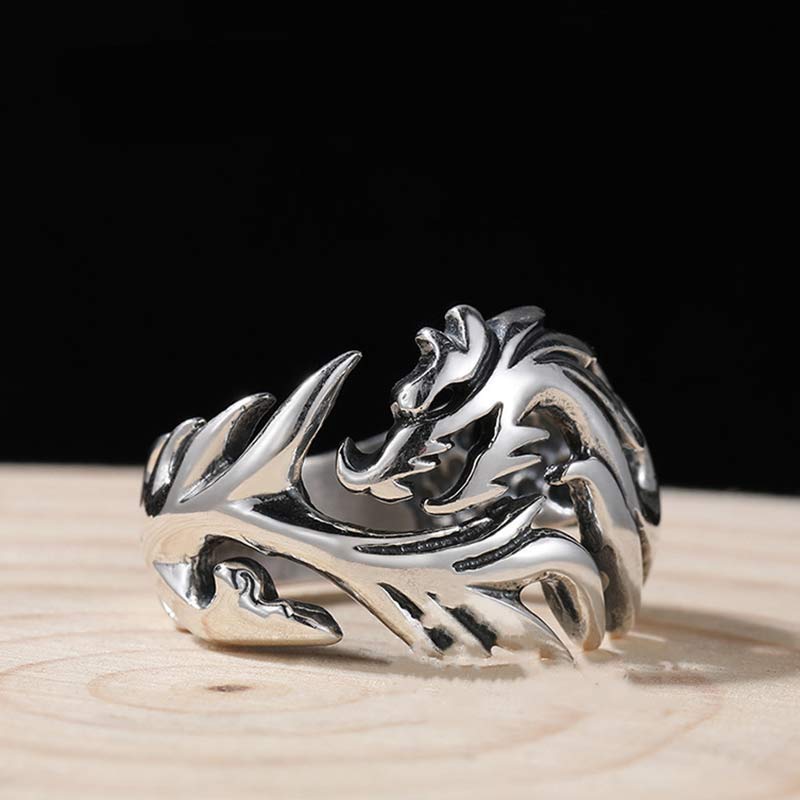 Mythstone Dragon Pattern Protection Strength Adjustable Ring