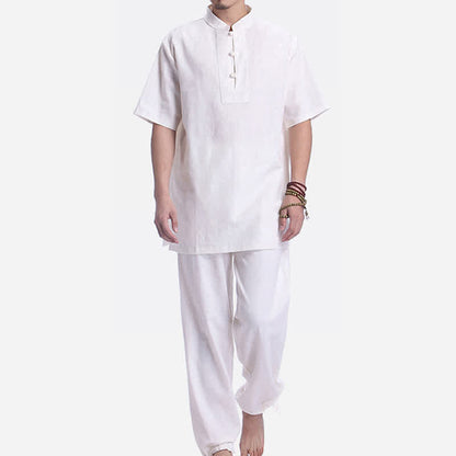 Conjunto de ropa de lino y algodón para hombre con meditación zen espiritual Mythstone