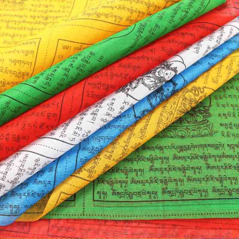 Mythstone Tibetan 5 Colors Windhorse Auspicious Outdoor 25 Pcs Prayer Flag