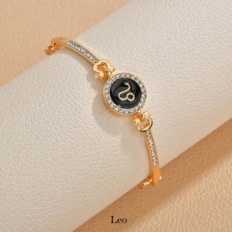 12 Constellations of the Zodiac Rhinestone Chain Adjustable Bracelet