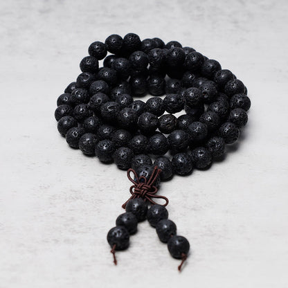 Mythstone 108 Natural Lava Rock Beads Prayer Mala Bracelet Necklace