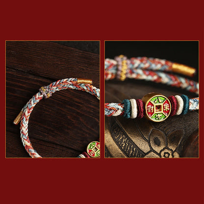 Mythstone Colorful Rope Wealth Comes From All Directions Handmade Eight Thread Peace Knot Luck Bracelet