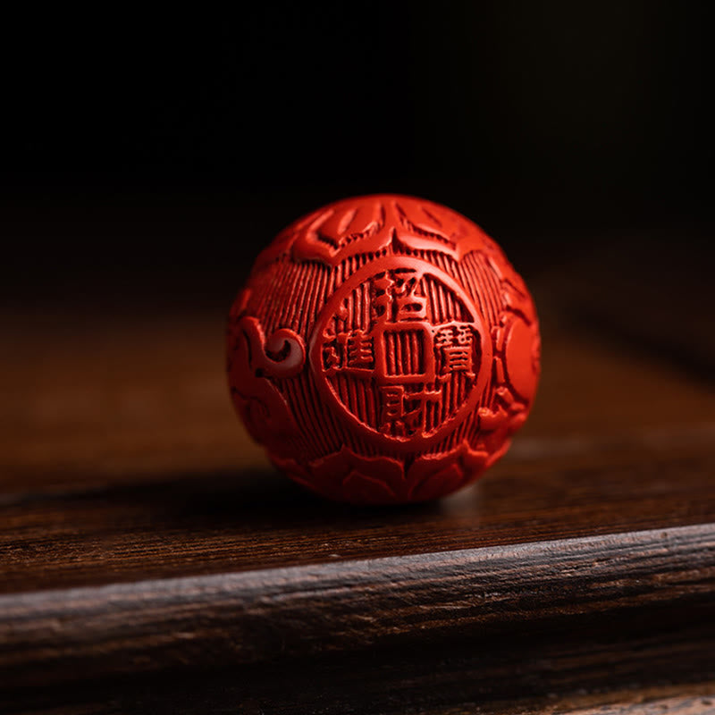 Mythstone Tibet Om Mani Padme Hum PiXiu Copper Coin Small Leaf Red Sandalwood Cinnabar Protection Key Chain