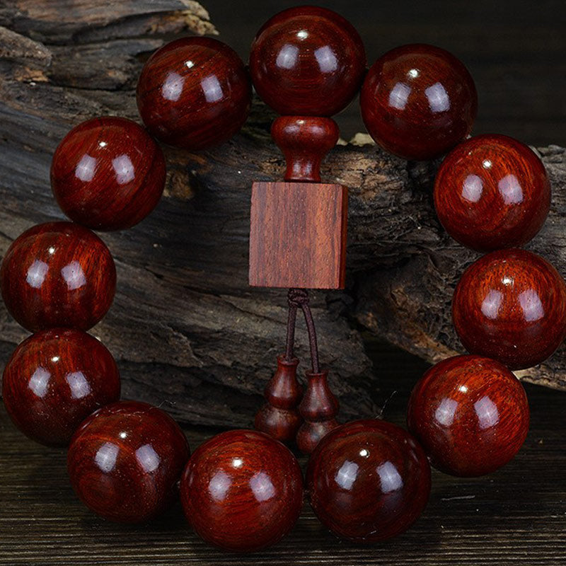 Mythstone Tibetan Small Leaf Red Sandalwood Relaxation Bracelet