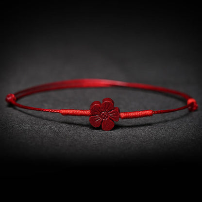 Mythstone Handmade Plum Blossom Four Leaf Clover PiXiu Lotus Koi Fish Cinnabar Blessing Braid Bracelet