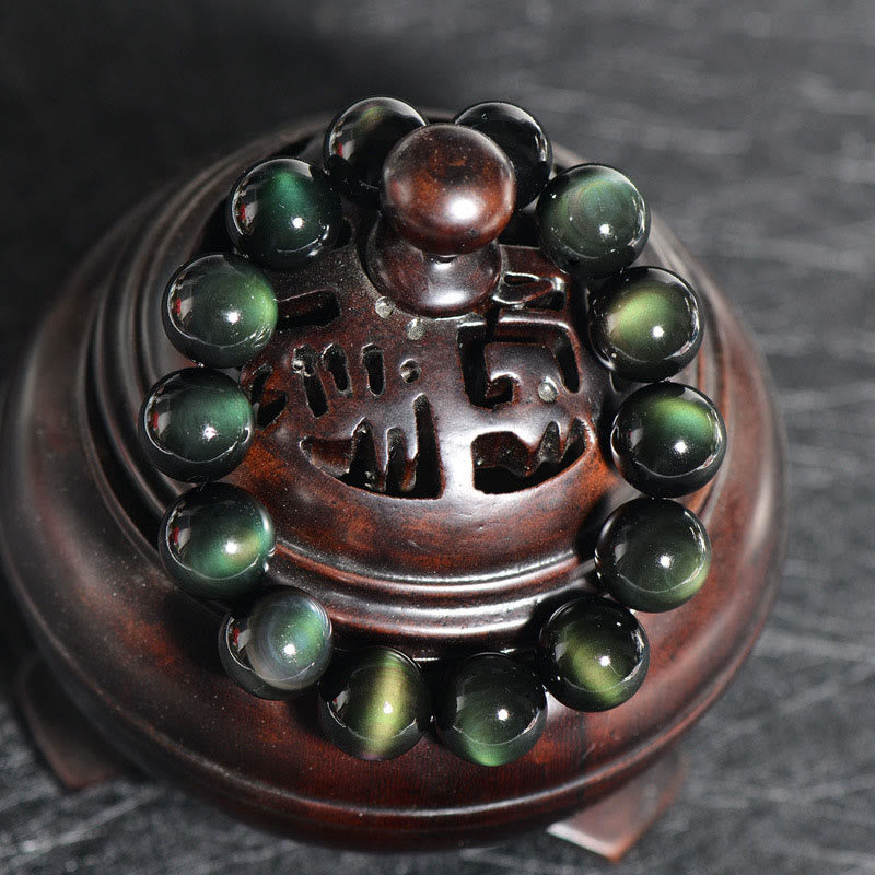 MythStone Natural Green Eye Obsidian Wealth Bracelet