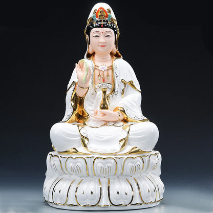 Mythstone Chenrezig Bodhisattva Avalokitesvara Success Ceramic Statue Home Decoration